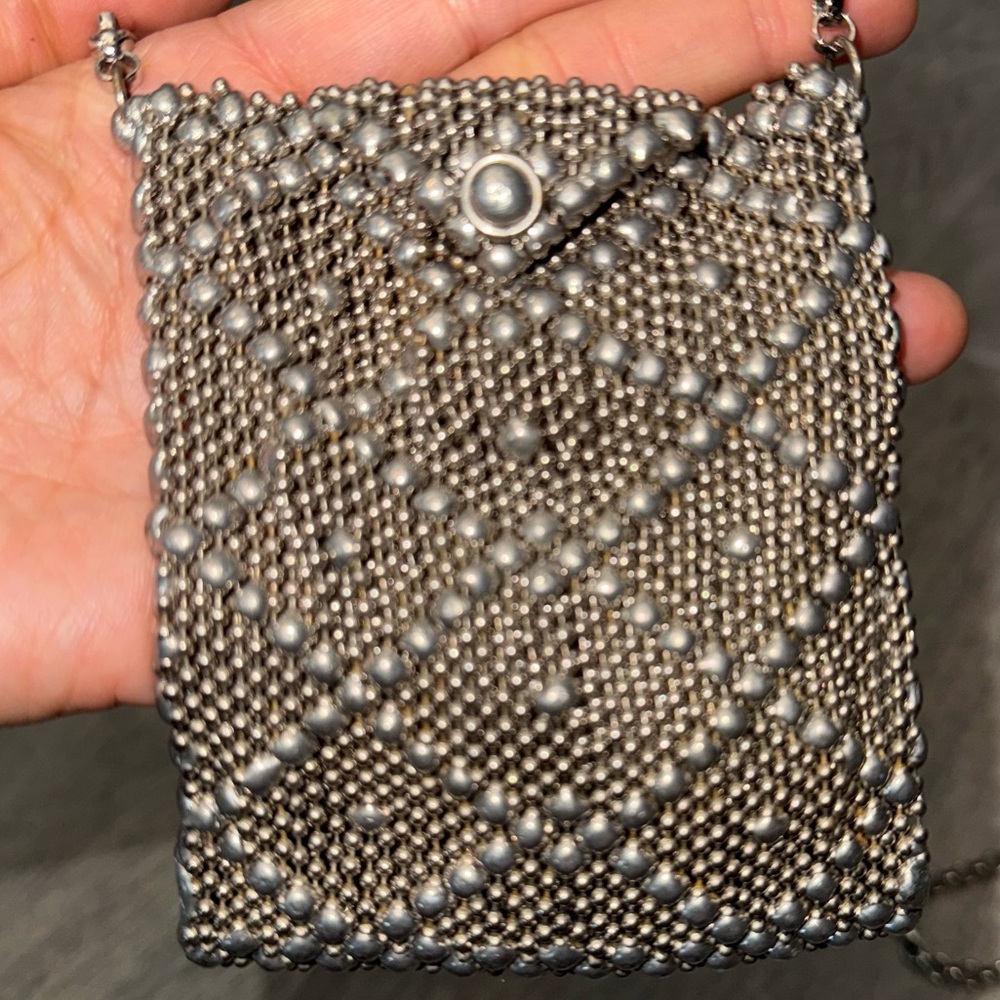 SG Liquid Metal Classic Mesh Bag Sergio Gutierrez Silver Tone Evening Purse Art